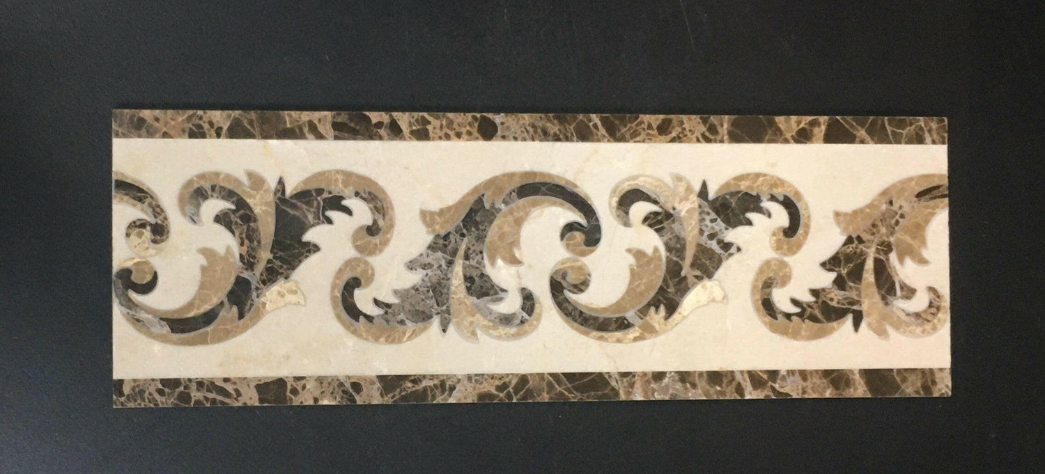 Poros 4 X 12 Marble Waterjet Border - Polished-Marble Border-American Tile Depot