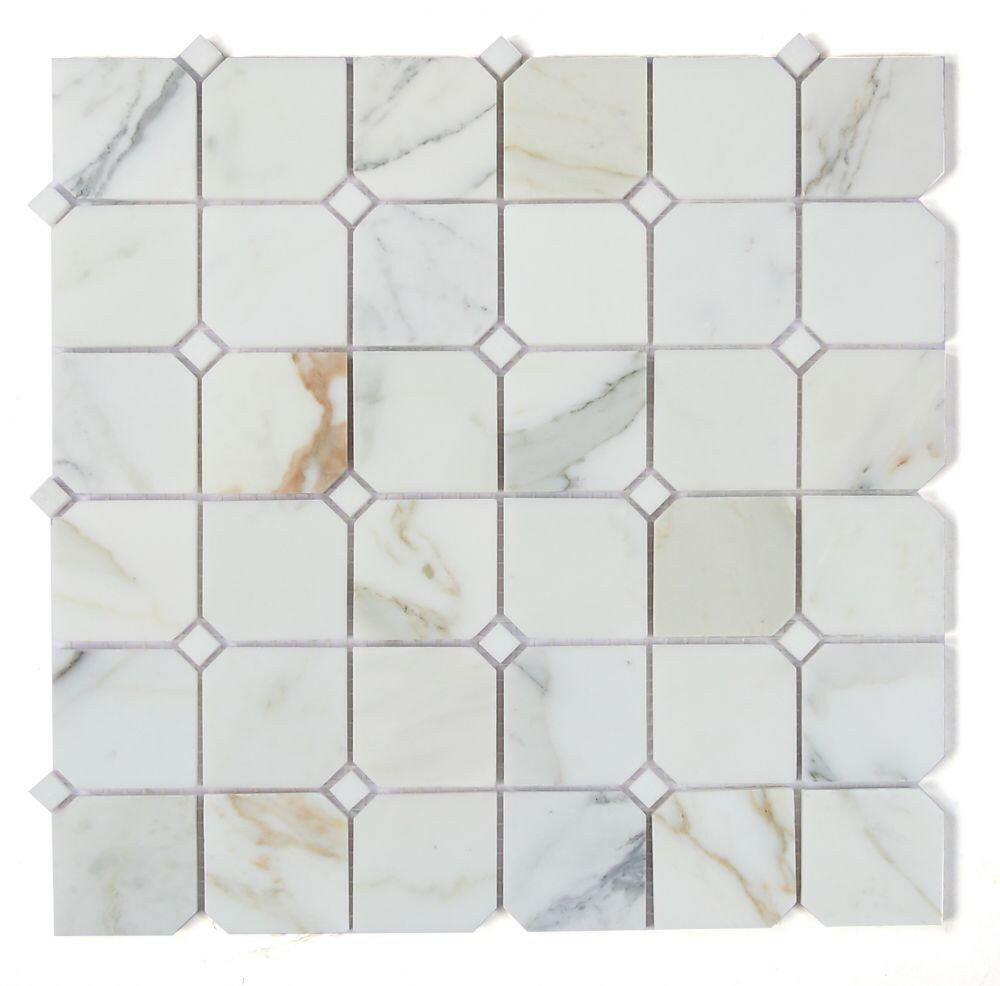 Precious Stone Clipped Calacatta Gold Honed Square Marble Mosaic Tile-Marble Mosaic-American Tile Depot