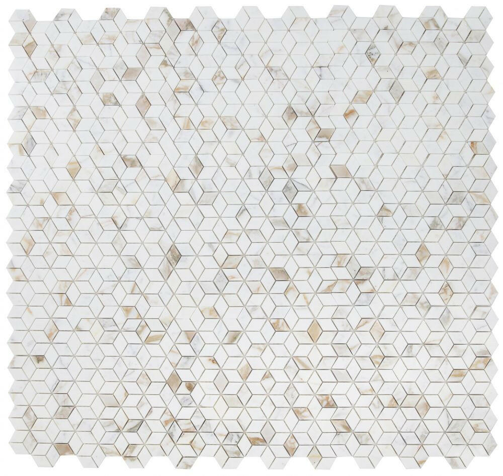 Precious Stone Cubic Calacatta Gold Polished Diamond Marble Mosaic Tile-Marble Mosaic-American Tile Depot