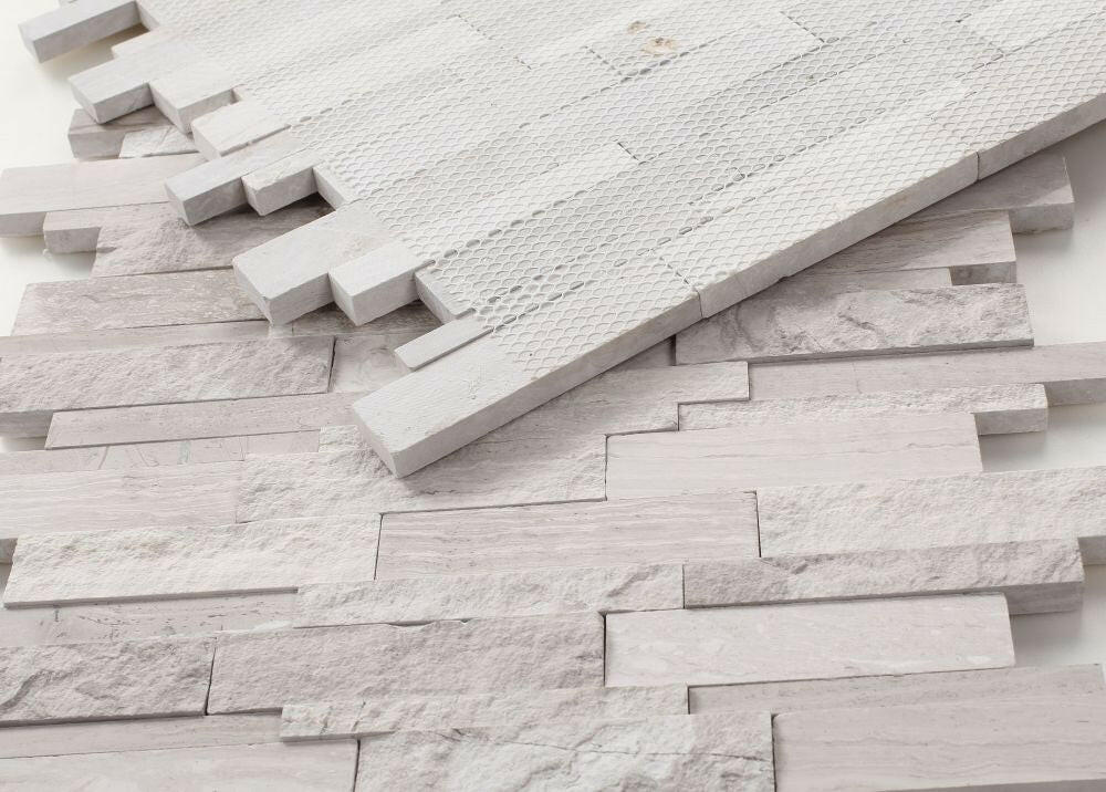 Precious Stone Egypt Grey Linear Marble Mosaic Wall Tile-Marble Mosaic-American Tile Depot