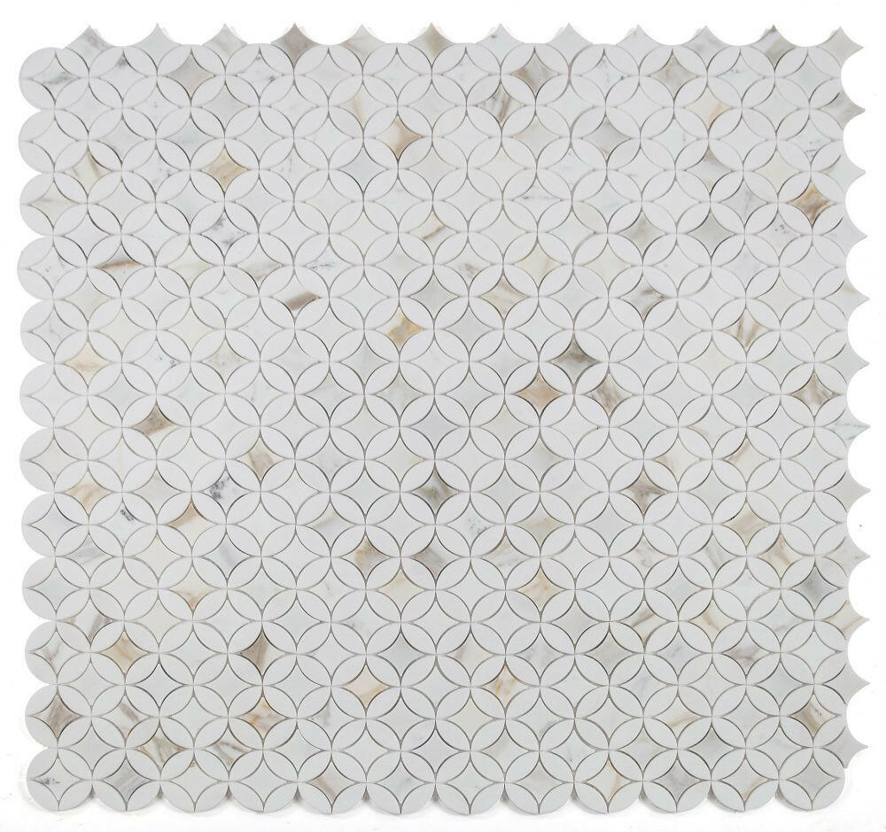 Precious Stone Embrace Calacatta Gold Polished Circular Marble Mosaic Tile-Marble Mosaic-American Tile Depot