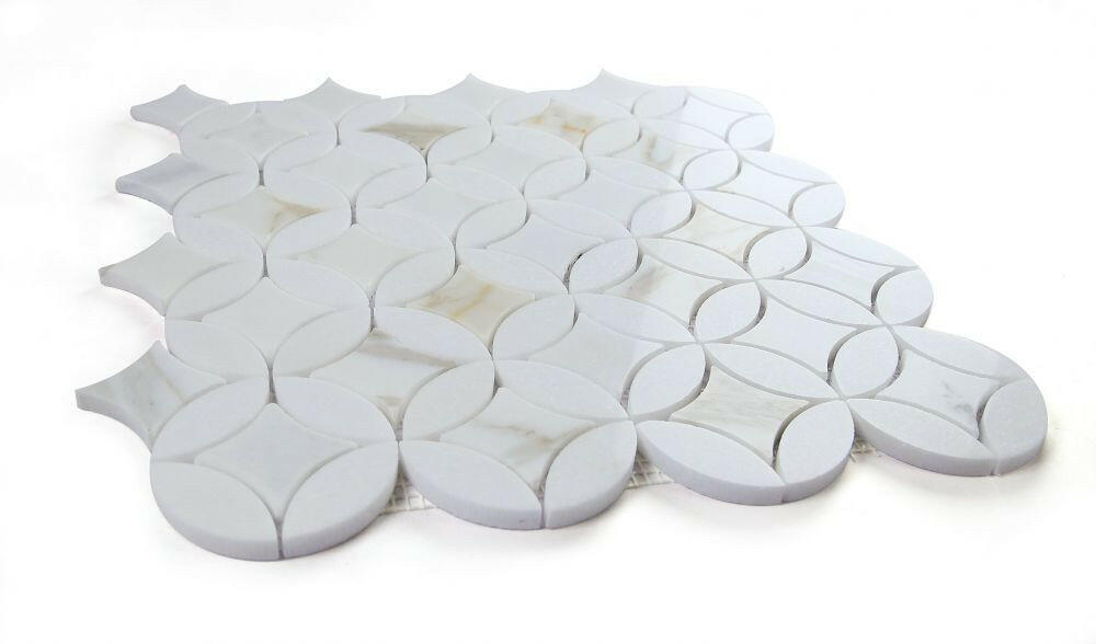 Precious Stone Embrace Calacatta Gold Polished Circular Marble Mosaic Tile-Marble Mosaic-American Tile Depot