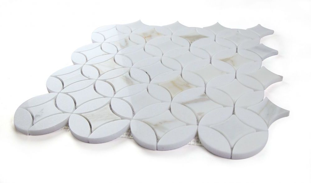 Precious Stone Embrace Calacatta Gold Polished Circular Marble Mosaic Tile-Marble Mosaic-American Tile Depot