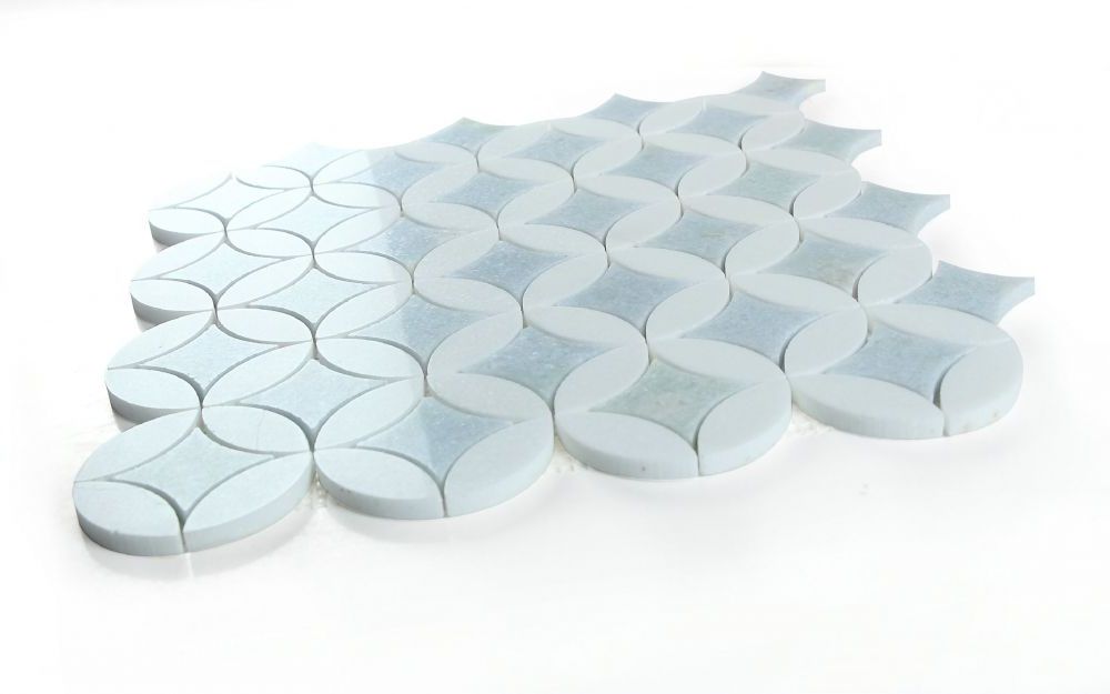 Precious Stone Embrace Crystal Ocean Polished Circular Marble Mosaic Tile-Marble Mosaic-American Tile Depot