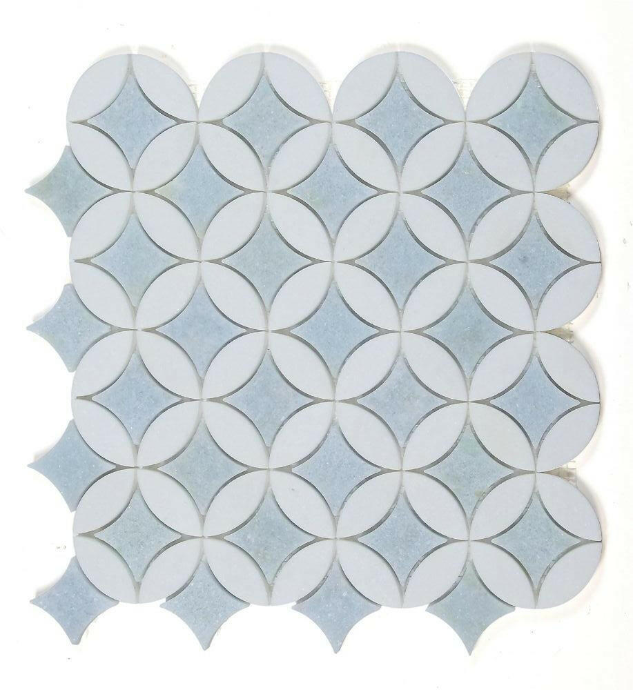 Precious Stone Embrace Crystal Ocean Polished Circular Marble Mosaic Tile-Marble Mosaic-American Tile Depot