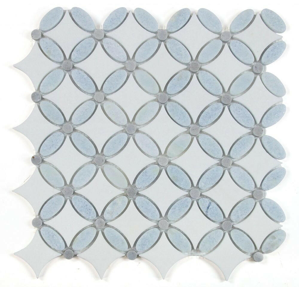 Precious Stone Lavender Crystal Ocean Circular Marble Mosaic Tile-Marble Mosaic-American Tile Depot