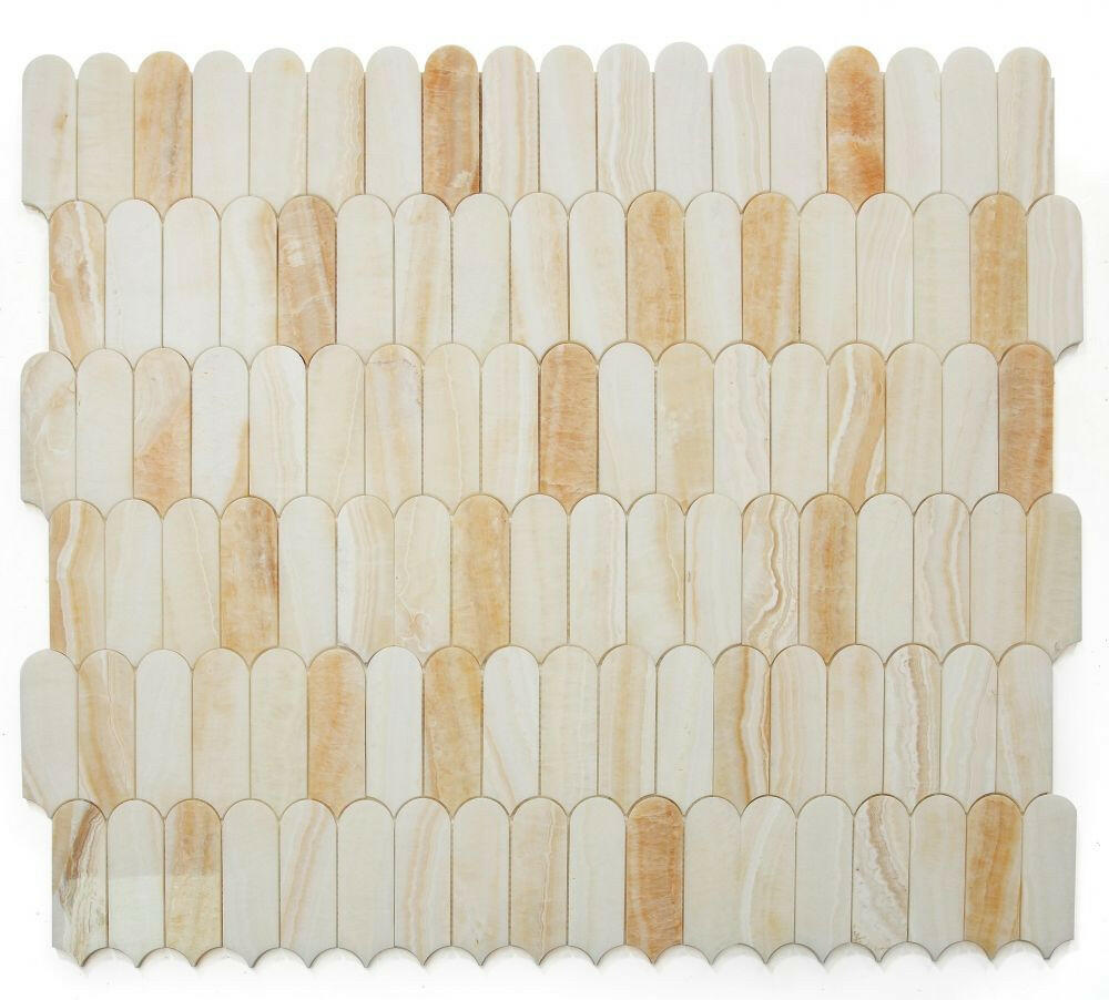 Precious Stone Piano Onyx Ivory Polished Arch Marble Mosaic Tile-Marble Mosaic-American Tile Depot