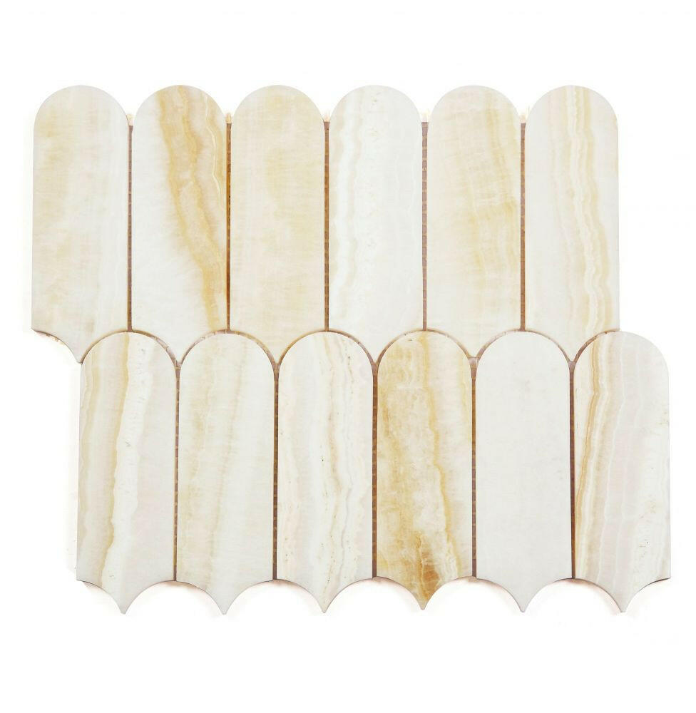 Precious Stone Piano Onyx Ivory Polished Arch Marble Mosaic Tile-Marble Mosaic-American Tile Depot