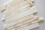 Premium White Onyx CROSS-CUT Polished Random Strip Mosaic Tile-Onyx Mosaic-American Tile Depot