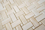 Premium White Onyx VEIN-CUT Basketweave Polished Mosaic Tile w/ White Onyx Dots-Marble Mosaic-American Tile Depot