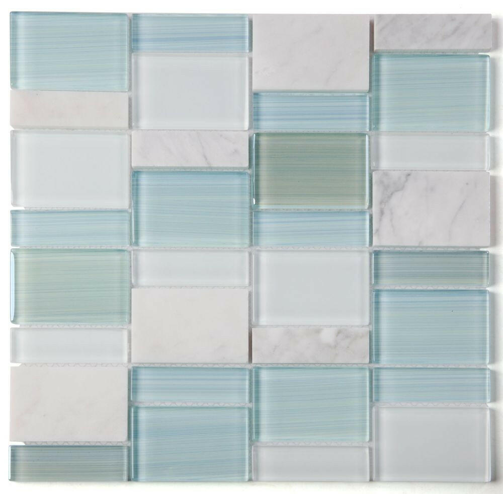 Prime Blue Multi-Sized Rectangular Mosaic Wall Tile-Mixed Mosaic-American Tile Depot