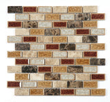 1 x 2 Garnet Brick Princess Mosaic Wall Tile