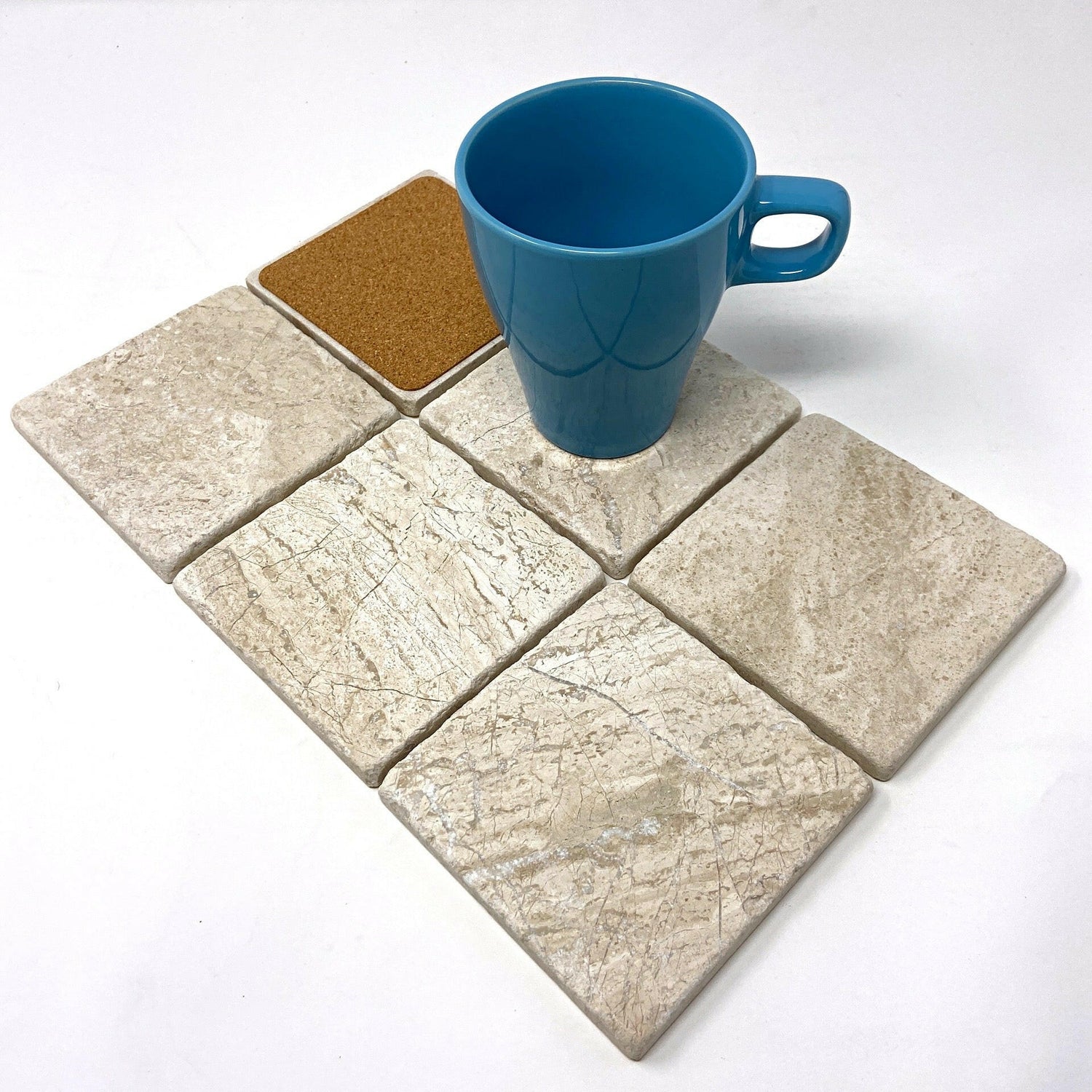 Queen Beige Marble Handmade Coasters - Set of 4-Marble Coasters-American Tile Depot