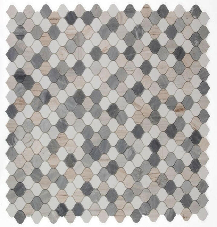 Rain Beach Polished Arabesque Marble Mosaic Tile-Marble Mosaic-American Tile Depot