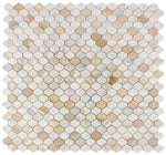 Rain Calacatta Gold Honed Arabesque Marble Mosaic Tile-Marble Mosaic-American Tile Depot