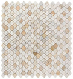 Rain Calacatta Gold Honed Arabesque Marble Mosaic Tile-Marble Mosaic-American Tile Depot