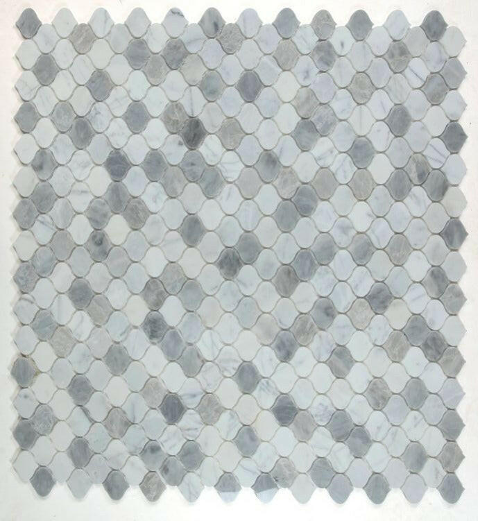 Rain Calacatta Silver Grey Polished Arabesque Marble Mosaic Tile-Marble Mosaic-American Tile Depot