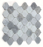 Rain Calacatta Silver Grey Polished Arabesque Marble Mosaic Tile