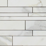 Calacatta Gold Marble Honed Random Strip Mosaic Tile