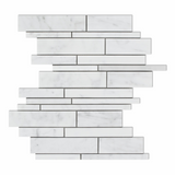 Carrara White Marble Polished Random Strip Mosaic Tile