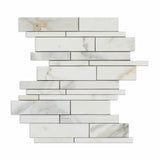 Calacatta Gold Marble Polished Random Strip Mosaic Tile-Marble Mosaic-American Tile Depot