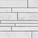 Carrara White Marble Polished Random Strip Mosaic Tile