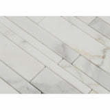 Calacatta Gold Marble Honed Random Strip Mosaic Tile