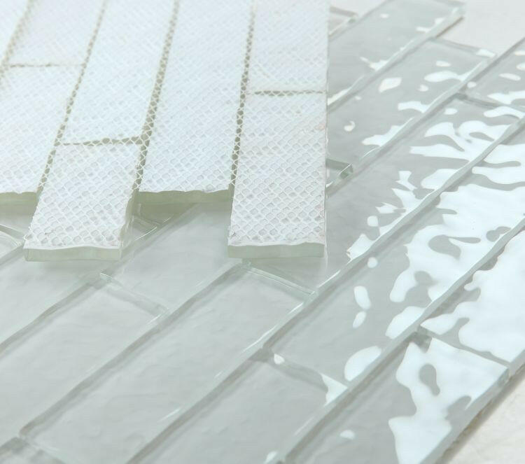 Ripple Clear Grey Glossy Linear Glass Mosaic Tile-Glass Mosaic-American Tile Depot