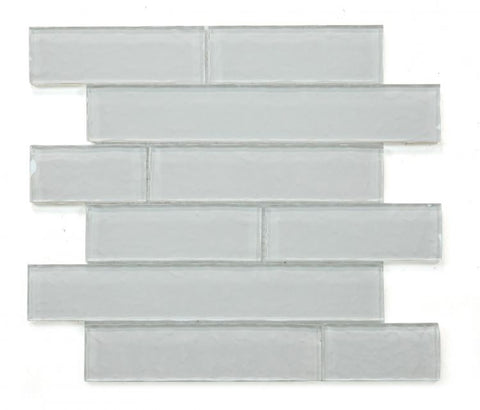 Ripple Clear Grey Glossy Linear Glass Mosaic Tile