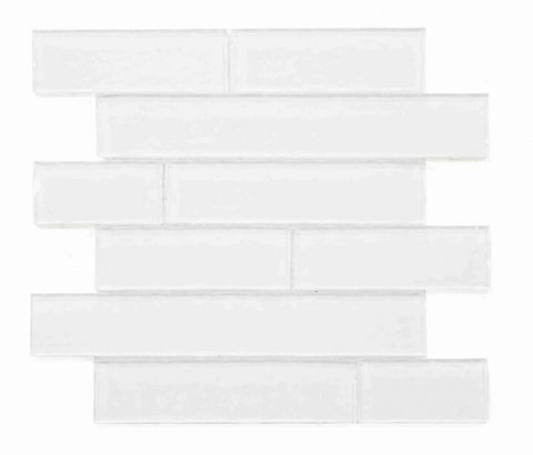 Ripple White Glossy Linear Glass Mosaic Tile