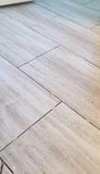 12 X 24 River White Lappato Semi-Polished Travertine Look Porcelain Tile