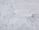 Sapphire Carrara Honed Elongated Hexagon Marble Mosaic Tile-Marble Mosaic-American Tile Depot