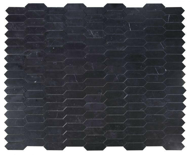 Sapphire Marquina Honed Elongated Hexagon Marble Mosaic Tile-Marble Mosaic-American Tile Depot