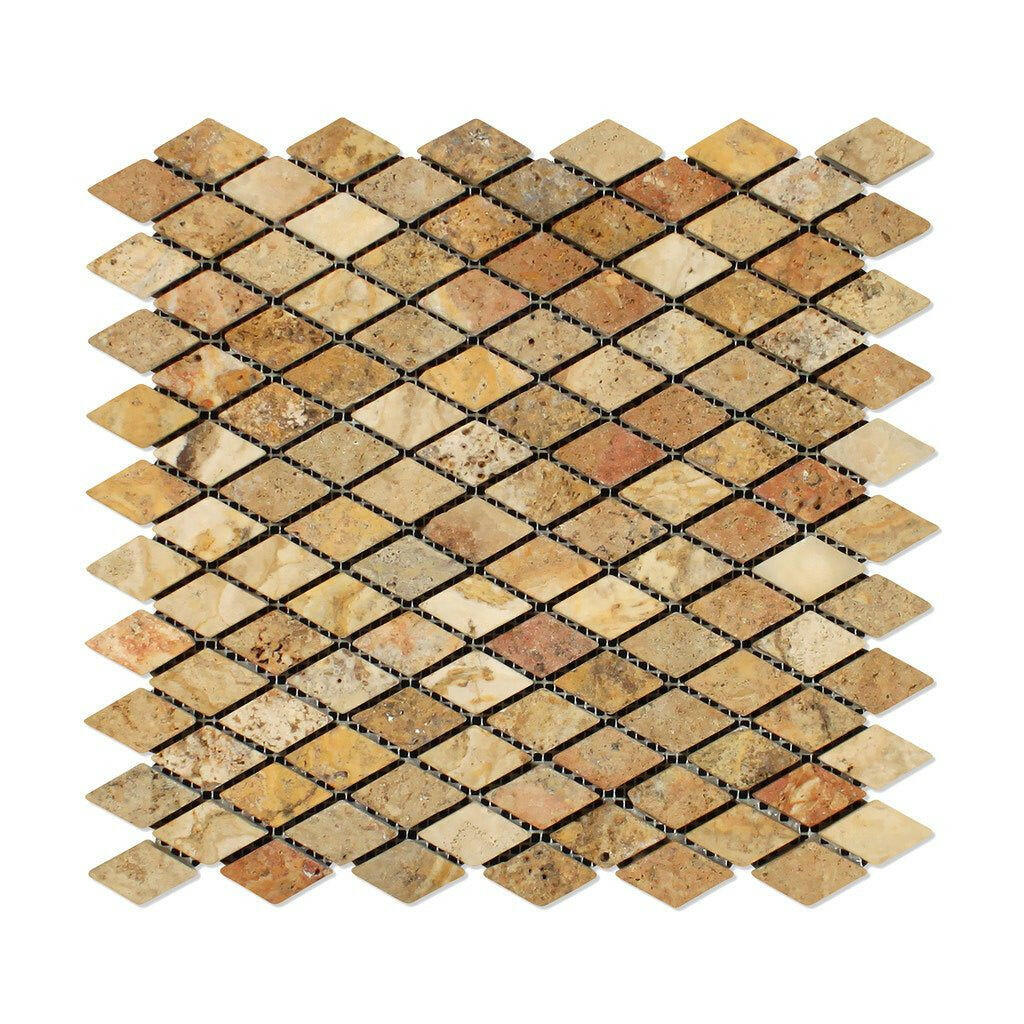 Scabos Travertine 1" Diamond Tumbled Mosaic Tile-Travertine Mosaic-American Tile Depot