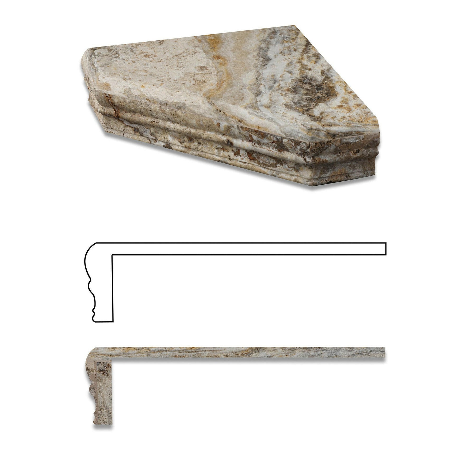 Scabos Travertine Hand-Made Custom Shower Corner Shelf - Honed-Accessories-American Tile Depot