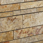 Scabos Travertine Honed Random Strip Mosaic Tile-Travertine Mosaic-American Tile Depot