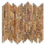 Scabos Travertine Tumbled Random Strip Mosaic Tile-Travertine Mosaic-American Tile Depot