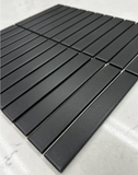 Gio Charcoal Black Matte 1" X 6" Stacked Linear Non-Slip Porcelain Mosaic Tile