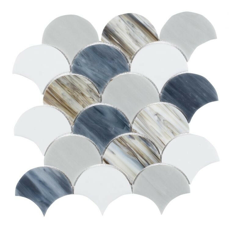 Seashell Beach Scale Glass Mosaic Tile-Glass Mosaic-American Tile Depot