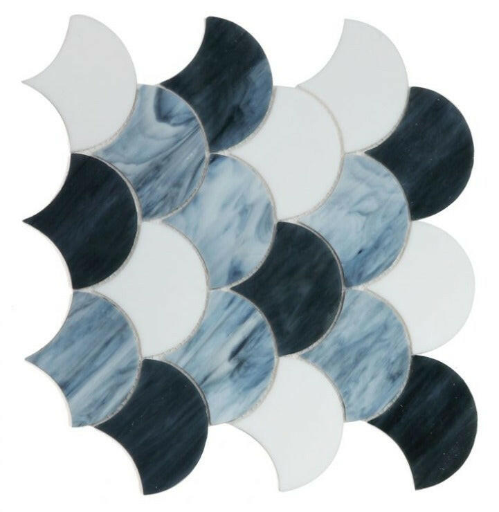 Seashell Grey Scale Glass Mosaic Tile-Glass Mosaic-American Tile Depot