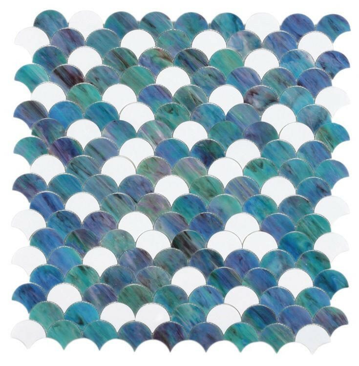 Seashell Ocean Scale Glass Mosaic Tile-Glass Mosaic-American Tile Depot