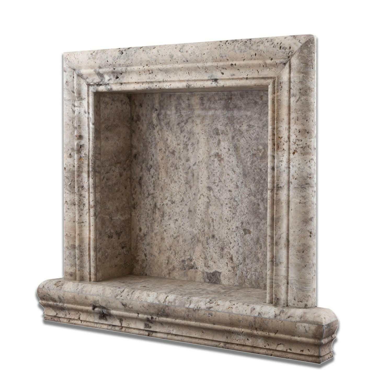 Silver Travertine Hand-Made Custom Shampoo Niche / Shelf - SMALL - Honed-Accessories-American Tile Depot