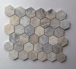 Silver Travertine Tumbled 2'' Hexagon Mosaic Tile-Travertine Mosaic-American Tile Depot