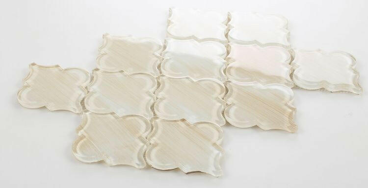 Sultan Beige Stroke Glossy Arabesque Glass Mosaic Tile-Glass Mosaic-American Tile Depot