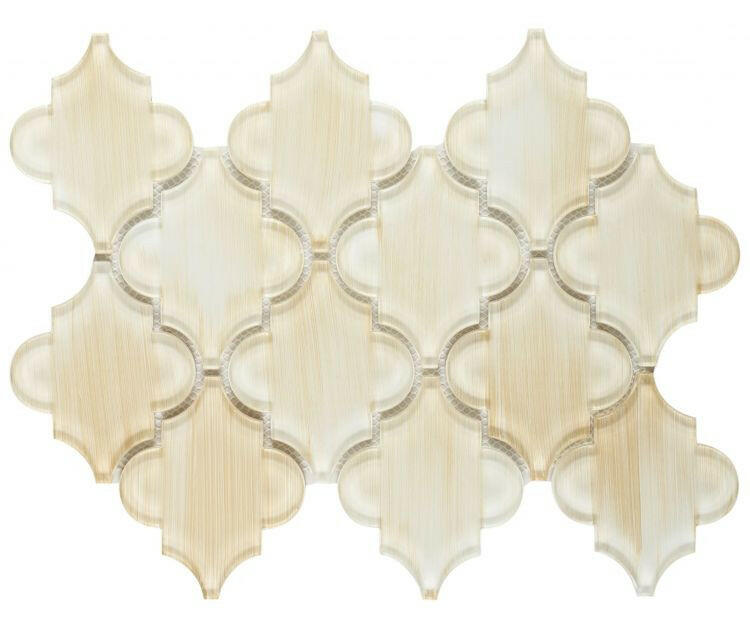 Sultan Beige Stroke Glossy Arabesque Glass Mosaic Tile-Glass Mosaic-American Tile Depot