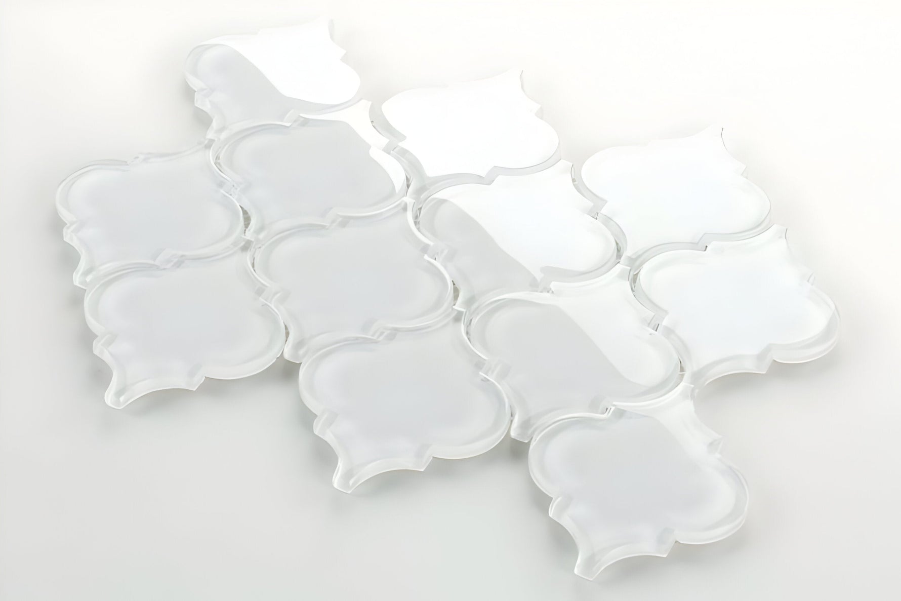 Sultan White Shining Glossy Arabesque Glass Mosaic Tile-Glass Mosaic-American Tile Depot