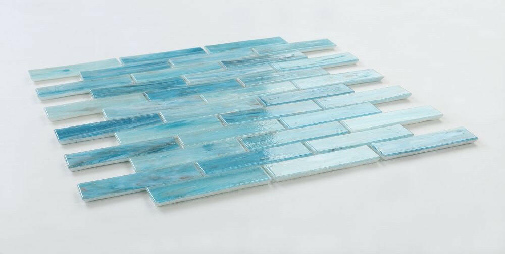 Summer Blue Linear Glass Mosaic Wall Tile-Glass Mosaic-American Tile Depot