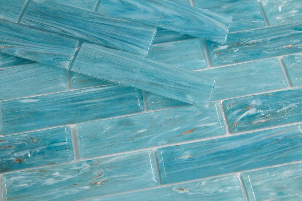 Summer Long Clear Blue Linear Glass Mosaic Tile-Glass Mosaic-American Tile Depot