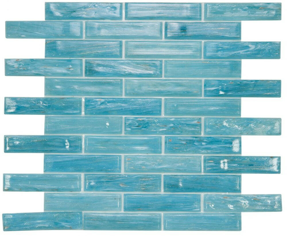 Summer Long Clear Blue Linear Glass Mosaic Tile-Glass Mosaic-American Tile Depot