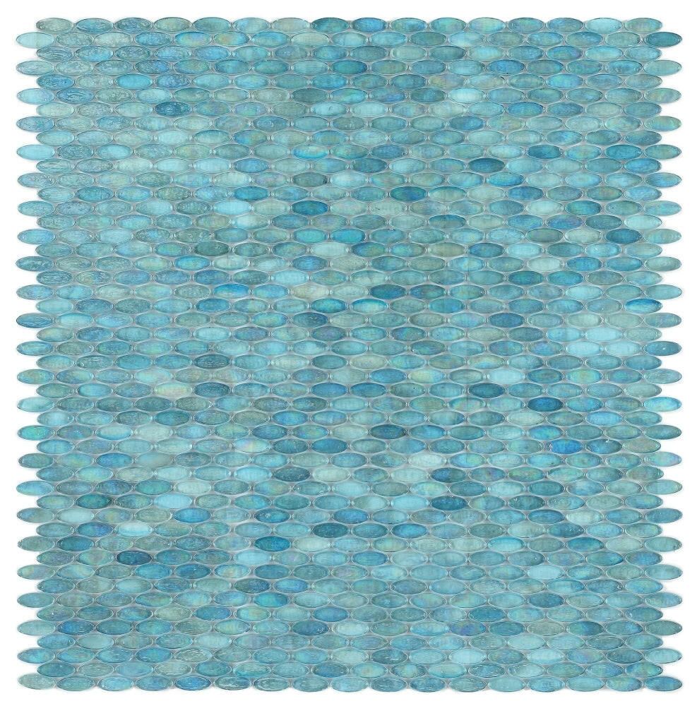 Summer Turquoise Oval Glass Mosaic Tile-Glass Mosaic-American Tile Depot